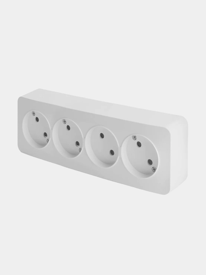 Розетка Stekker MST10-14-01, 4-местная открытой установки, 250В/10А/IP20, белый,