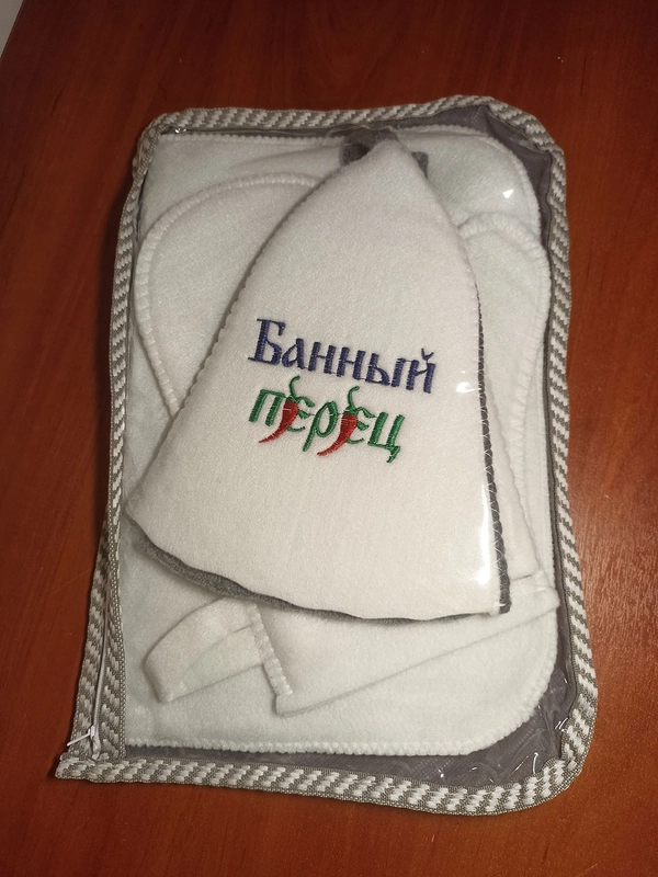 Набор для бани и сауны из 3ох предметов (шапочка, варяжка, коврик), в ассортименте