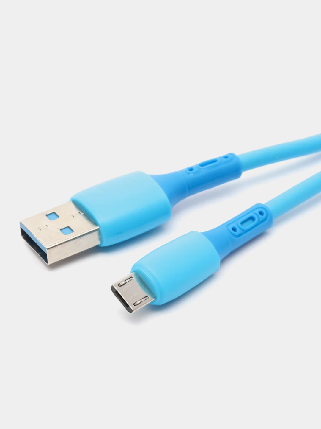 Голубой силиконовый кабель для телефона Type-C Lightning iPhone Micro, 1м провод зарядный тайпси