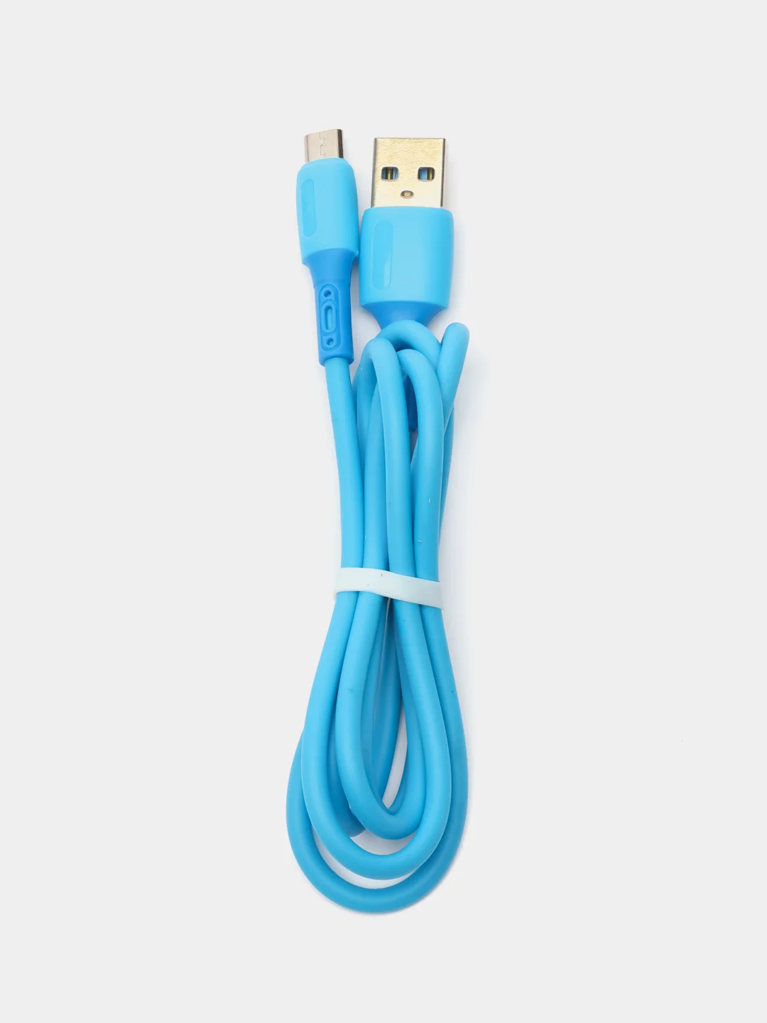 Голубой силиконовый кабель для телефона Type-C Lightning iPhone Micro, 1м провод зарядный тайпси