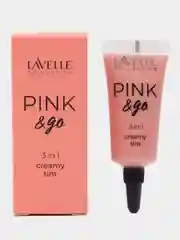 Розовый lavellecollection Кремовый тинт PINK&GO 3в1 румяна, тени, помада, тон 02