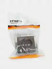 Розетка Stekker GLS10-7109-04, 1-местная с защитной шторкой, 250В/10А, шоколад