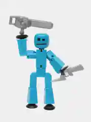 Голубой фигурка Стикбот (Stikbot) с аксессуарами / Стикботы / Человечек для анимационной студии