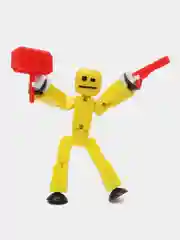 Желтый фигурка Стикбот (Stikbot) с аксессуарами / Стикботы / Человечек для анимационной студии