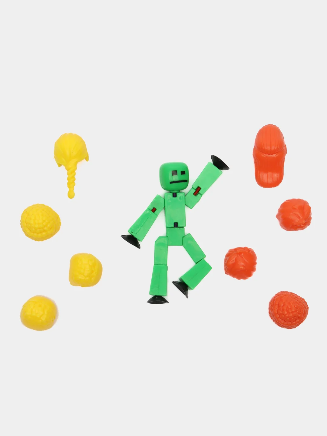 Зеленый фигурка Стикбот (Stikbot) с аксессуарами / Стикботы / Человечек для анимационной студии