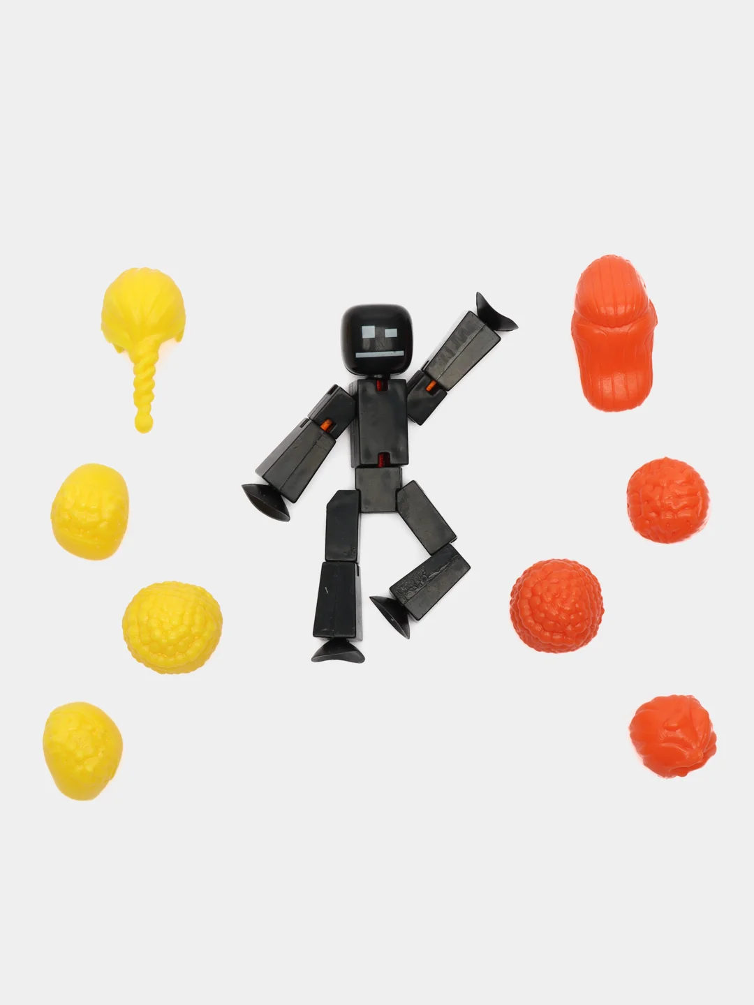 Черный фигурка Стикбот (Stikbot) с аксессуарами / Стикботы / Человечек для анимационной студии