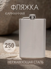 Фляжка из нержавеющей стали, карманная фляга, объем 250 мл