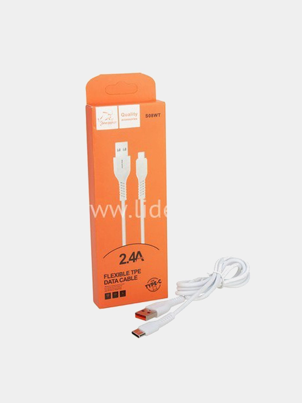 Кабель ONE DEPOT S08WT, TYPE-C-USB, 2.4 А, 1 метр, белый