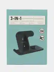 Черный беспроводная зарядка, 3 в 1, для iPhone, iWatch, AirPods, Android