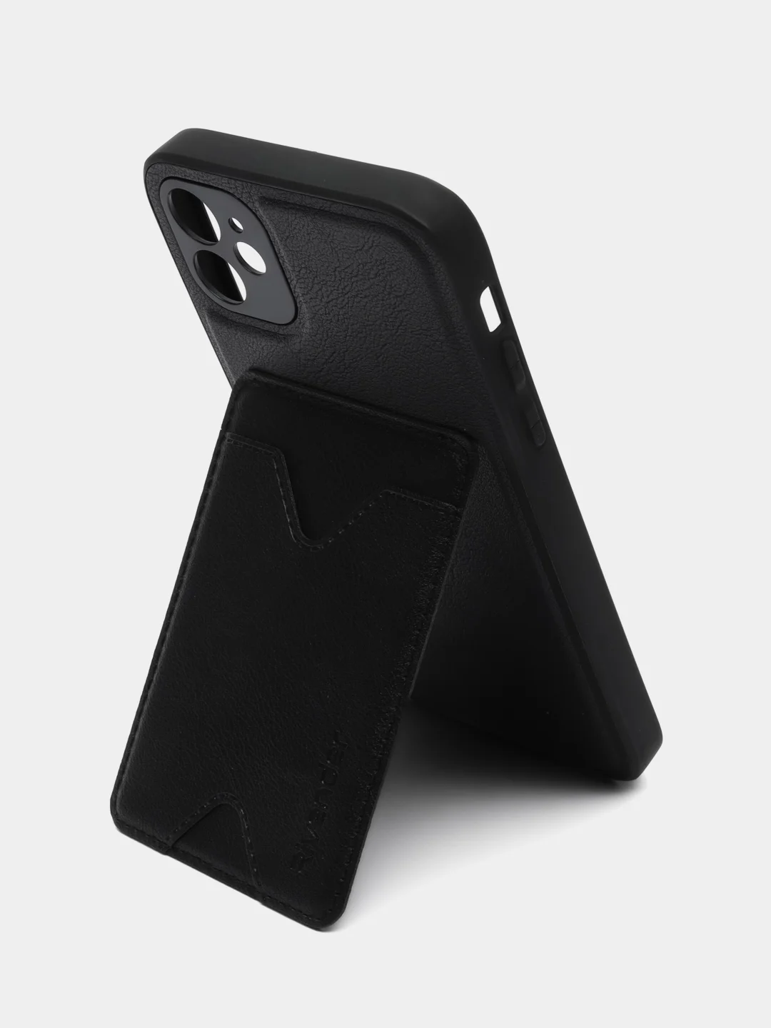 Черный кожаный чехол для iPhone 11 (Айфон 11) , с карманом для карт