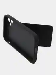 Черный кожаный чехол для iPhone 11 (Айфон 11) , с карманом для карт