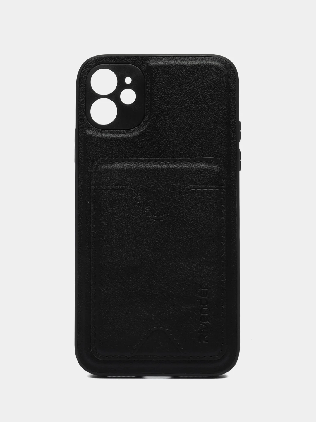 Черный кожаный чехол для iPhone 11 (Айфон 11) , с карманом для карт