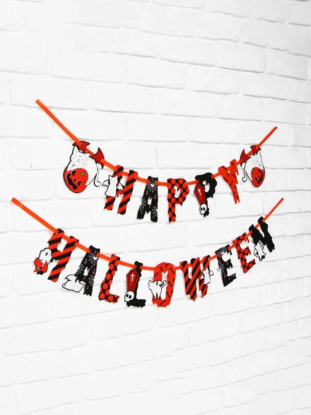 Белый гирлянда на ленте  на Хэллоуин "Happy Halloween"