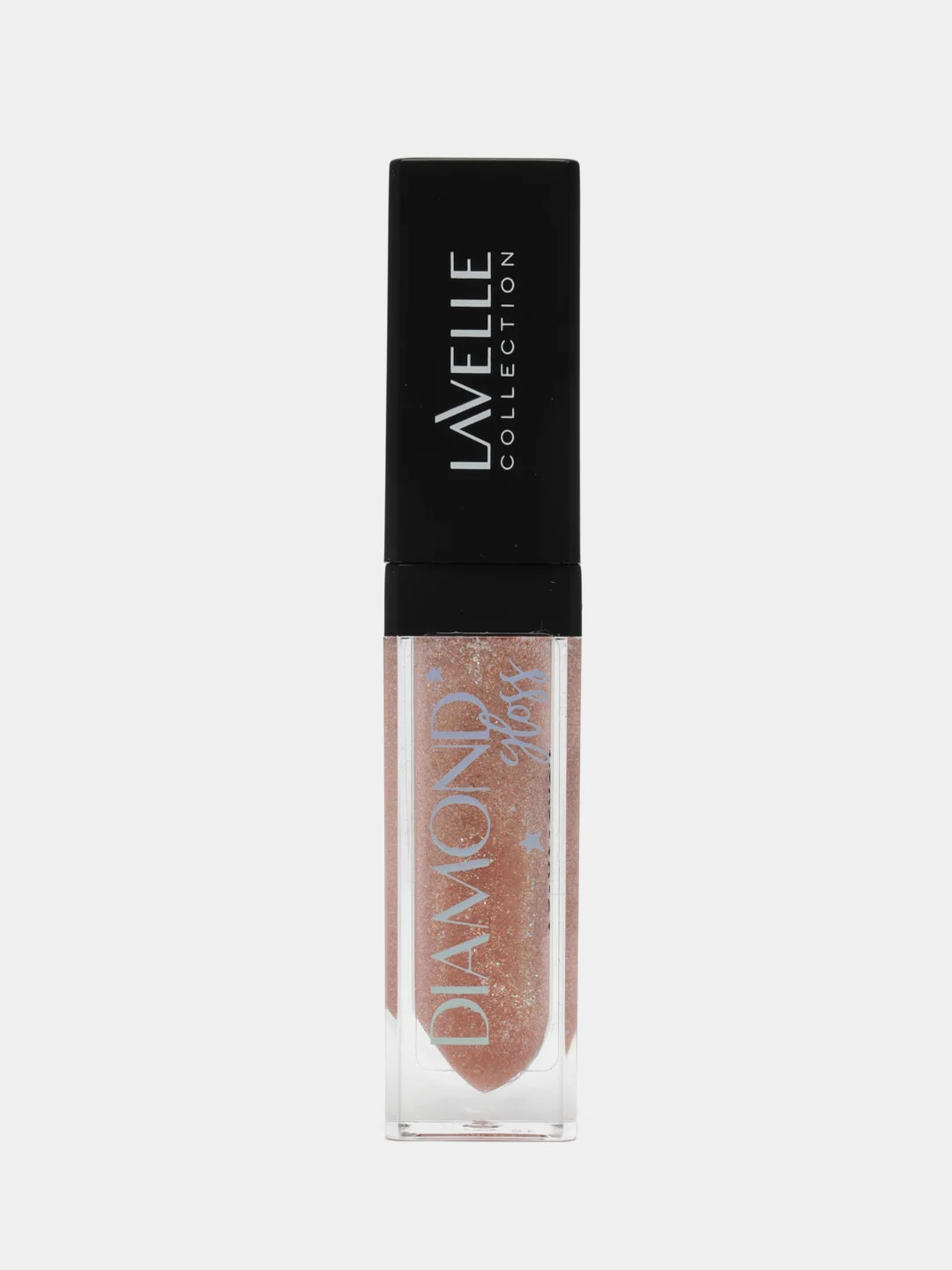 Светло-бежевый lavellecollection Блеск для губ с блестками Diamond gloss, тон 03 peach, 5мл