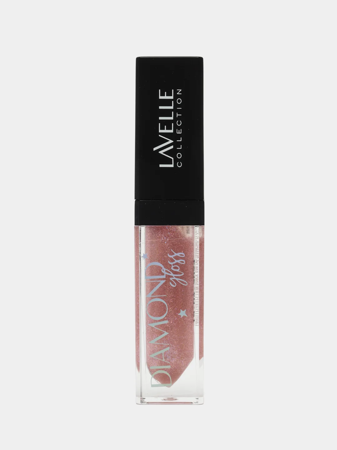 Розовый lavellecollection Блеск для губ с блестками Diamond gloss, тон 02 rose, 5мл