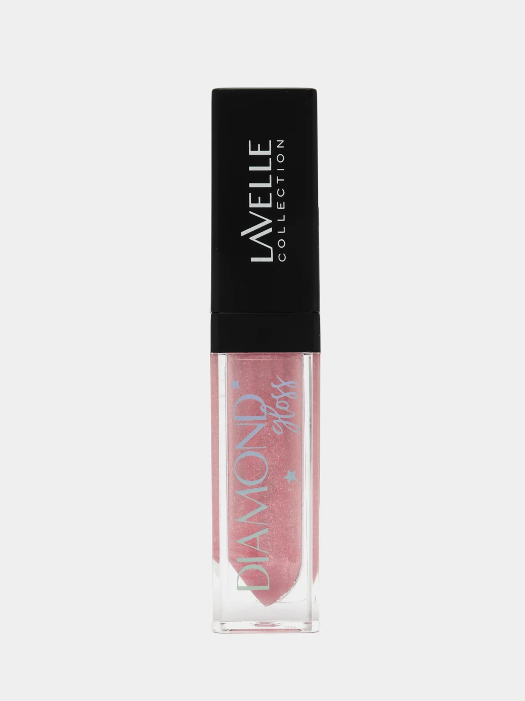 Розовый lavellecollection Блеск для губ с блестками Diamond gloss, тон 04 pink, 5мл