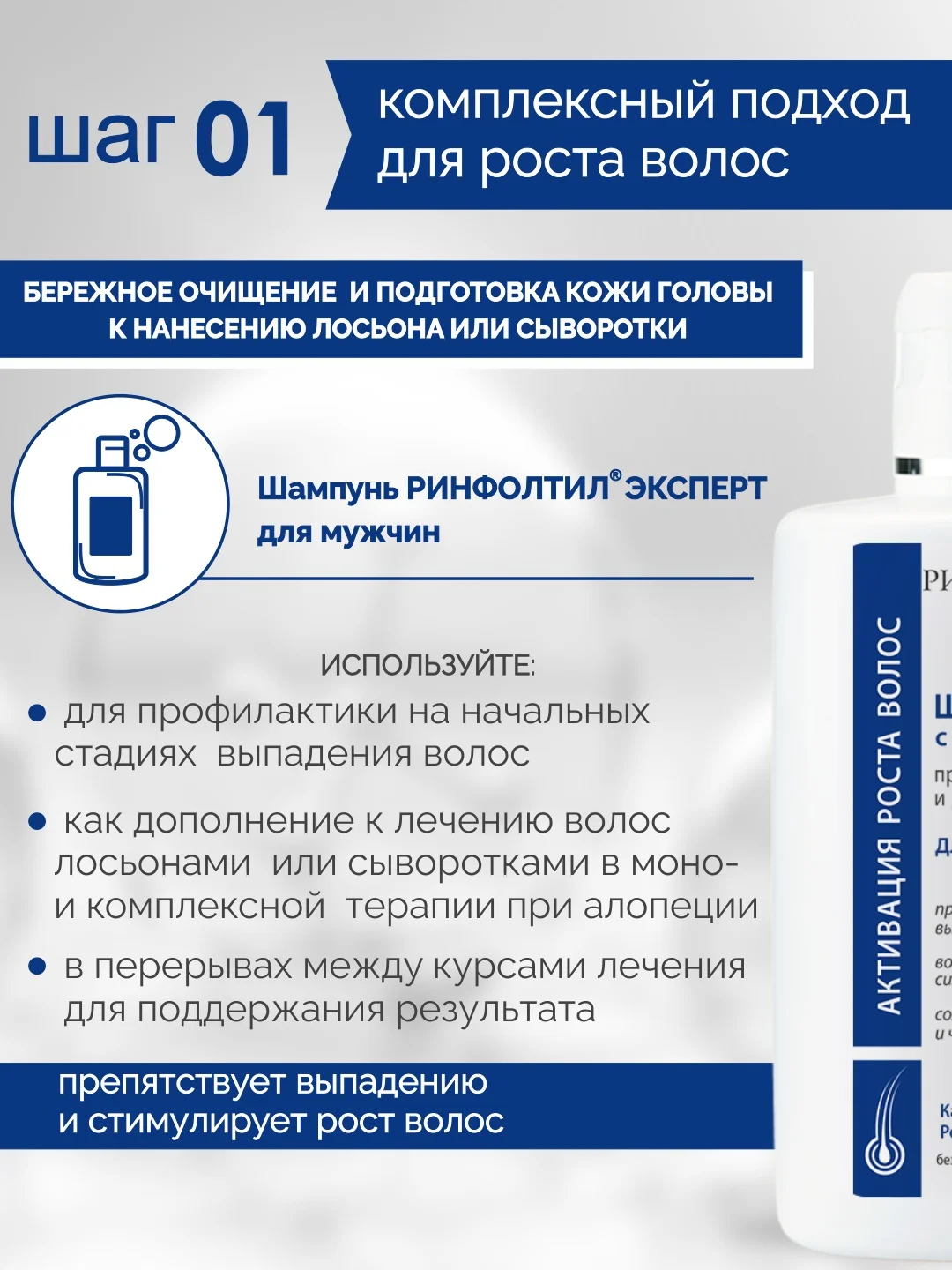 РИНФОЛТИЛ EXPERT Шампунь против выпадения и для роста для мужчин