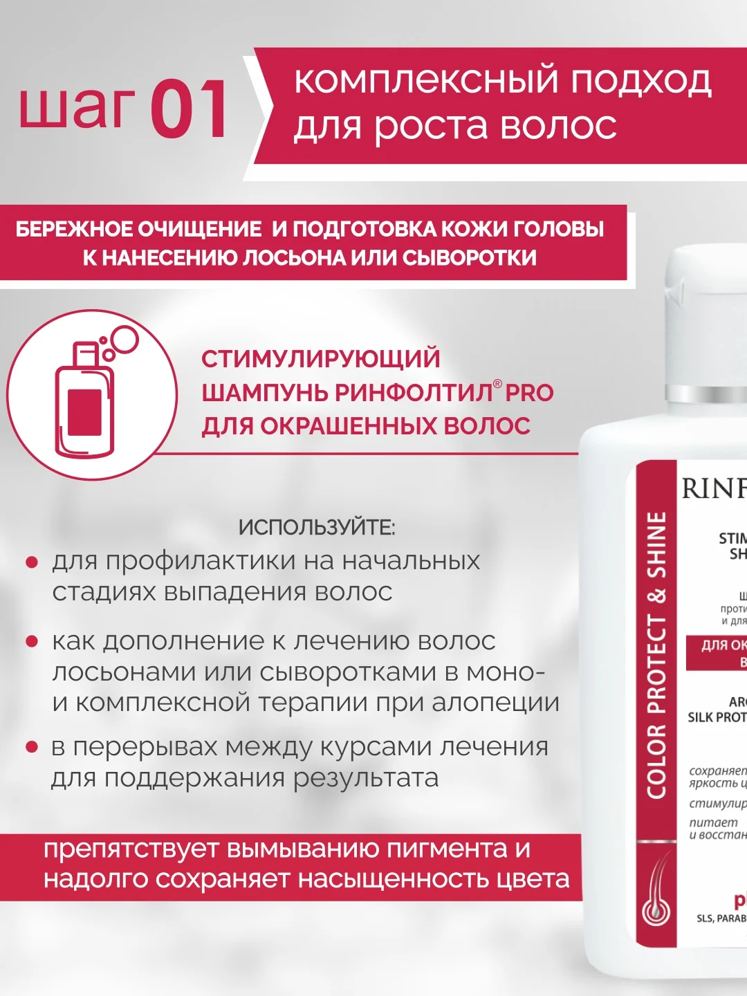 РИНФОЛТИЛ PRO шампунь От выпадения волос Для окрашенных волос
