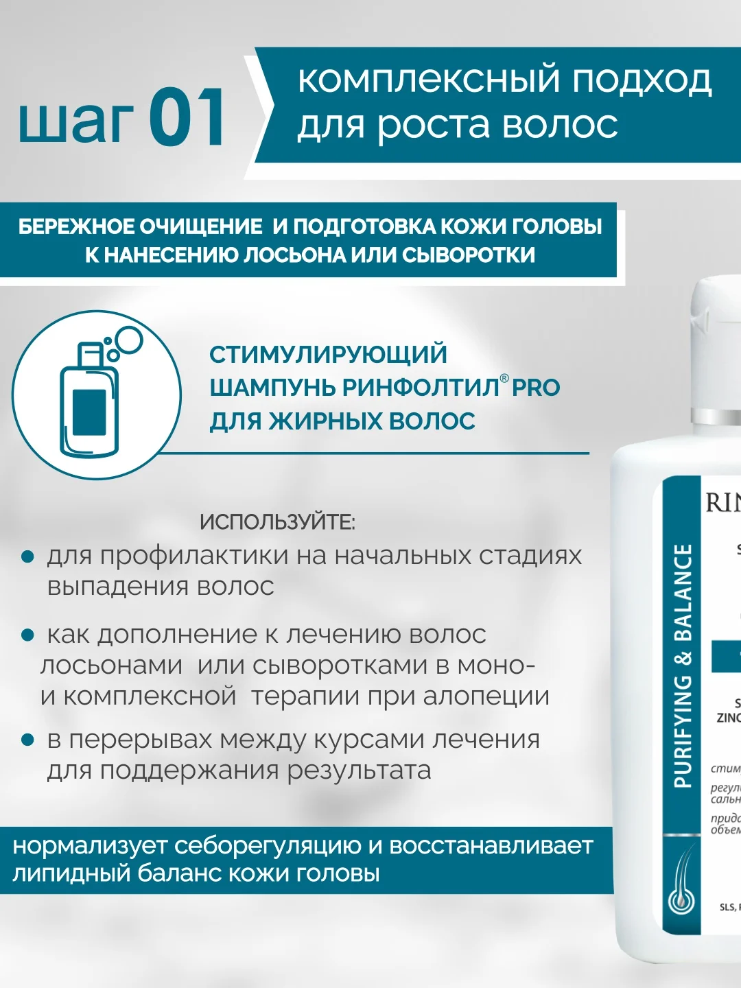 РИНФОЛТИЛ PRO шампунь От выпадения и для роста волос Для жирных волос