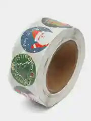 Наклейки детские новогодние, в рулоне, 500 шт