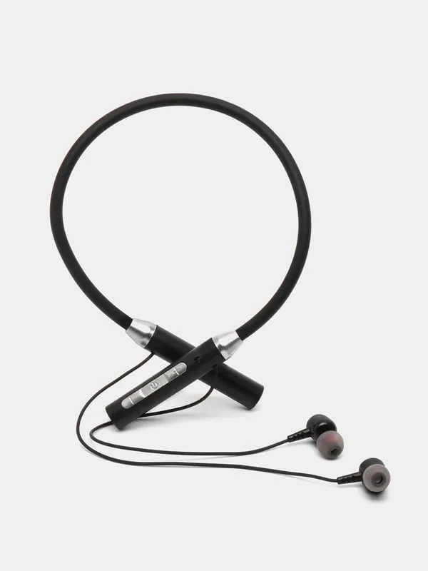 Черный беспроводные магнитные наушники с микрофоном Music 12D / G08 bluetooth для занятий спортом