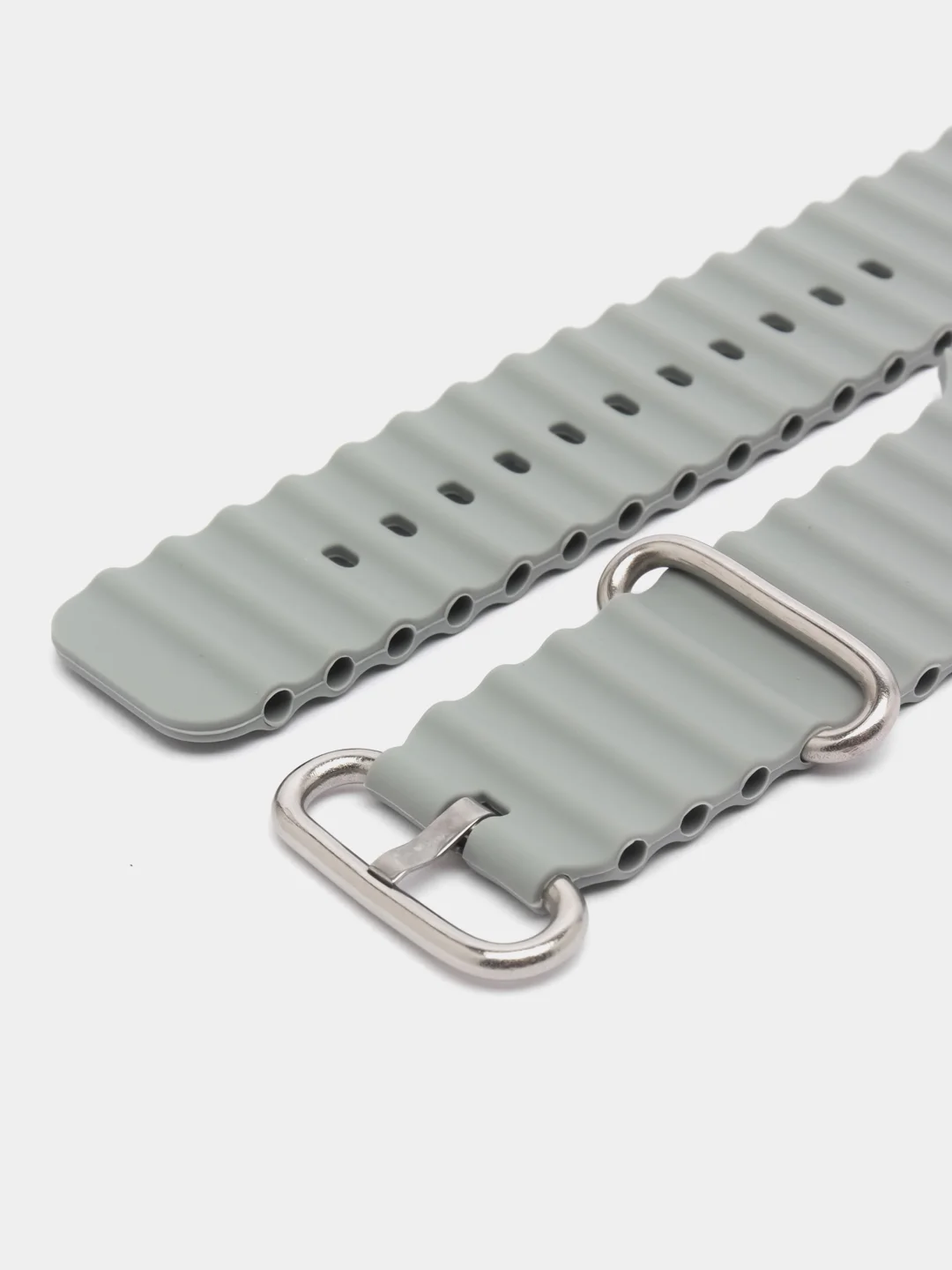 Серый браслет ремешок ребристый Ocean Band для Apple Watch X22 pro, X7 Pro, T200 plus, M16, HW22