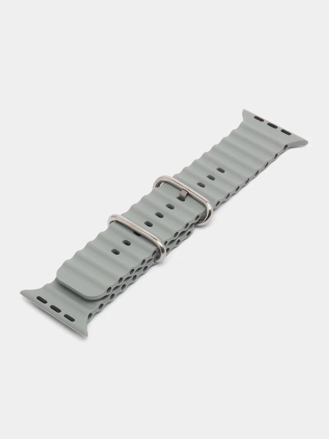 Серый браслет ремешок ребристый Ocean Band для Apple Watch X22 pro, X7 Pro, T200 plus, M16, HW22