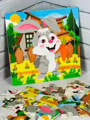 Деревянный пазл на подложке рамка-вкладыш Зайчик Заяц мозаика малышам развитие моторики