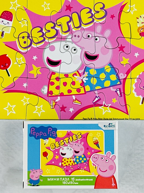 Мозаика детская Peppa Pig пазл свинка Пеппа 15 малыш Джордж игра для развития моторики