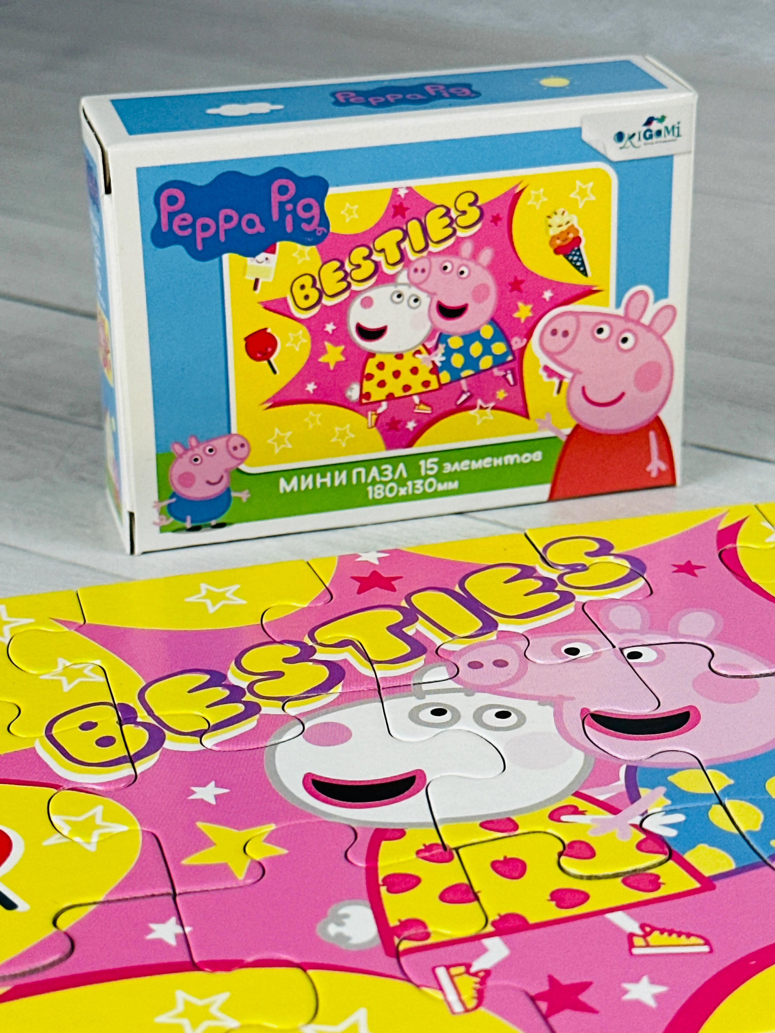Мозаика детская Peppa Pig пазл свинка Пеппа 15 малыш Джордж игра для развития моторики