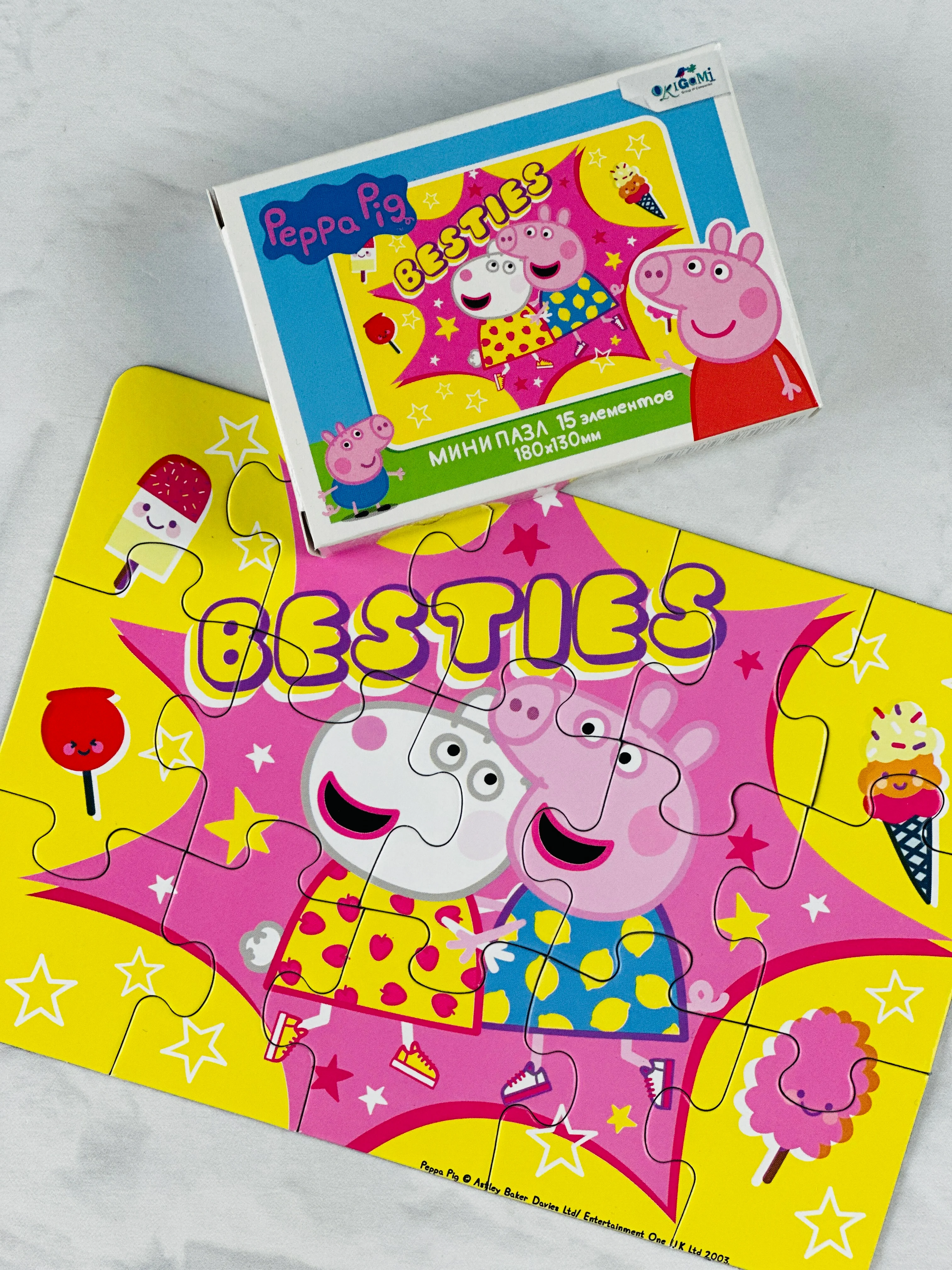 Мозаика детская Peppa Pig пазл свинка Пеппа 15 малыш Джордж игра для развития моторики
