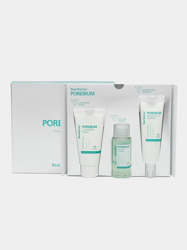 Набор миниатюр с энзимами для сужения пор Real Barrier Porebium Starter Kit, 3 предмета