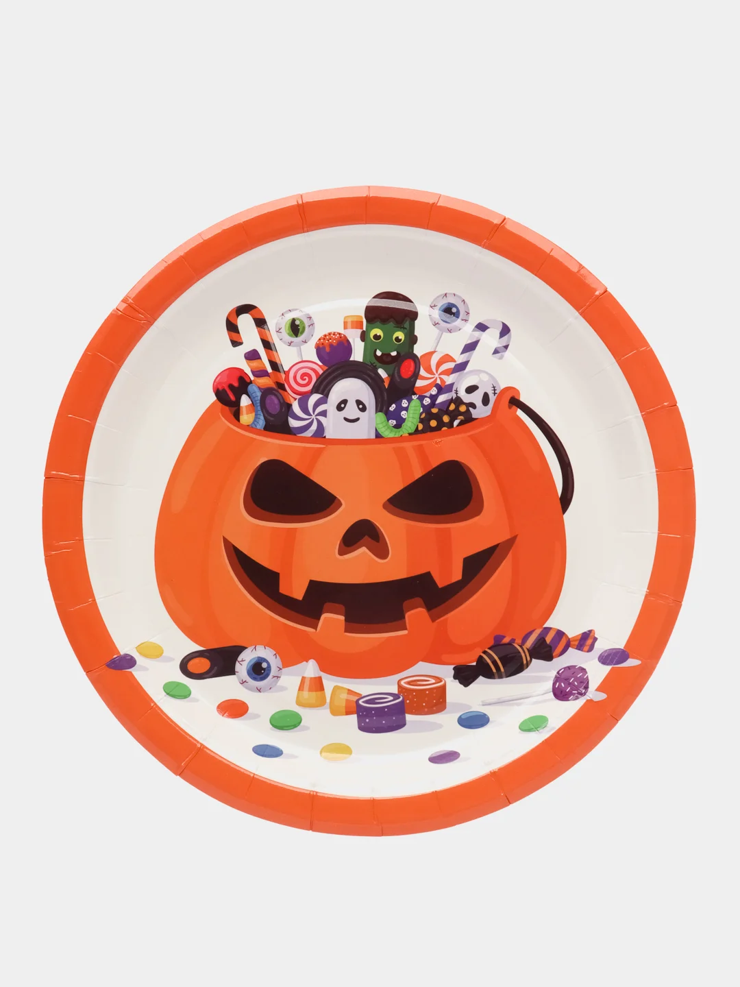 Рыжий тарелка бумажная , салфетки на Хэллоуин "Happy Halloween", 18 см, набор из 6 штук