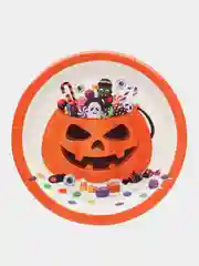 Рыжий тарелка бумажная , салфетки на Хэллоуин "Happy Halloween", 18 см, набор из 6 штук
