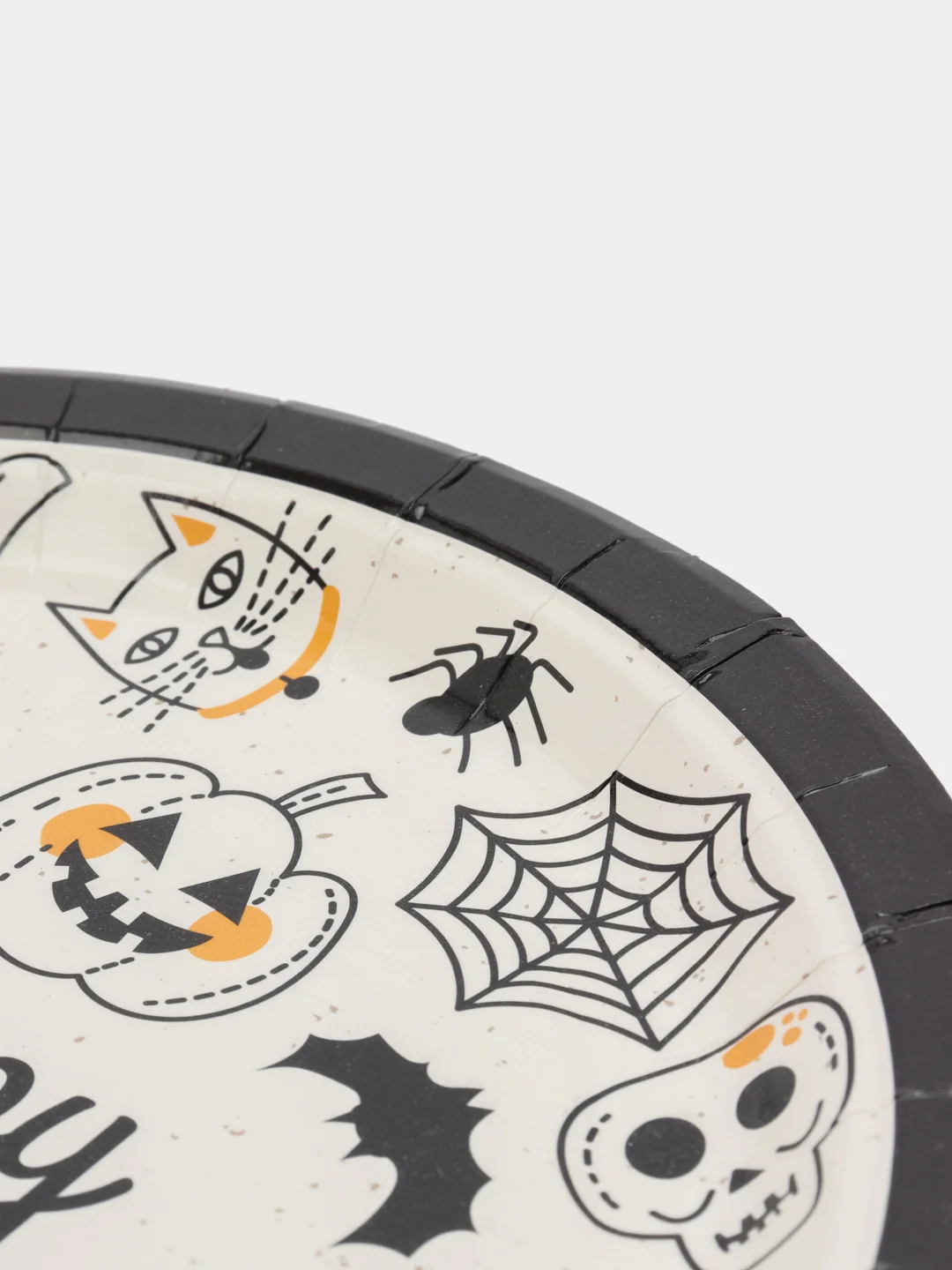 Белый тарелка бумажная , салфетки на Хэллоуин "Happy Halloween", 18 см, набор из 6 штук