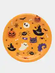 Светло-оранжевый тарелка бумажная , салфетки на Хэллоуин "Happy Halloween", 18 см, набор из 6 штук