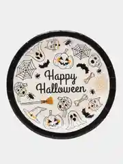 Белый тарелка бумажная , салфетки на Хэллоуин "Happy Halloween", 18 см, набор из 6 штук