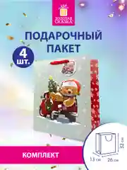 Пакеты новогодние подарочные мужчине, женщине, набор 4 штуки 26x32x13 см Золотая Сказка