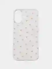 Розовый силиконовый чехол на Apple iPhone 16 / Айфон 16 прозрачный, с принтом, защита камеры