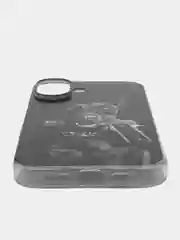 Серый металлик силиконовый чехол на Apple iPhone 16 / Айфон 16 прозрачный, с принтом, защита камеры