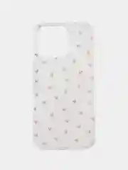 Розовый чехол на Apple iPhone 16 Pro / Айфон 16 Про прозрачный, с принтом, защита камеры