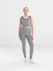 Серый металлик спортивный костюм женский: топ и лосины