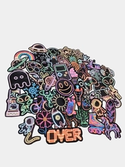 Неоновые наклейки по 50шт разные комплектации, наклейки стикеры, Neon, многоразовые