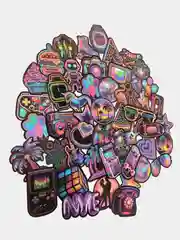 Неоновые наклейки по 50шт разные комплектации, наклейки стикеры, Neon, многоразовые