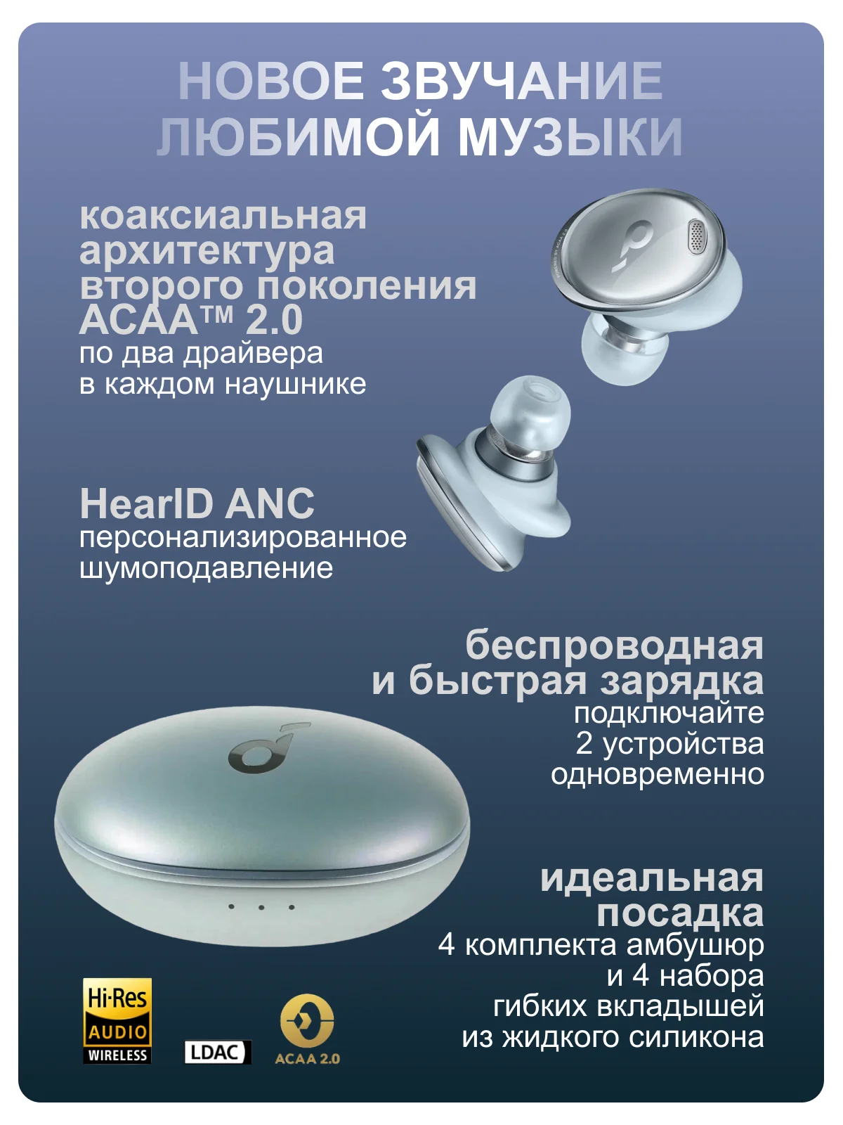 Серый беспроводные наушники SOUNDCORE Liberty 3 Pro
