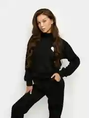 Черный женский костюм двойка на флисе
