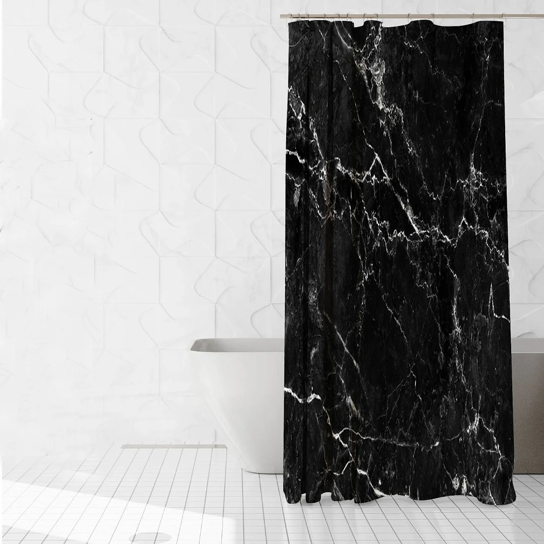 Штора для ванной комнаты Ridberg Marble 180 x 200 см (Black)