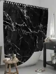 Штора для ванной комнаты Ridberg Marble 180 x 200 см (Black)