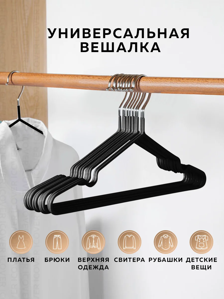 Набор вешалок, вешалки плечики для хранения верхней одежды, Ridberg