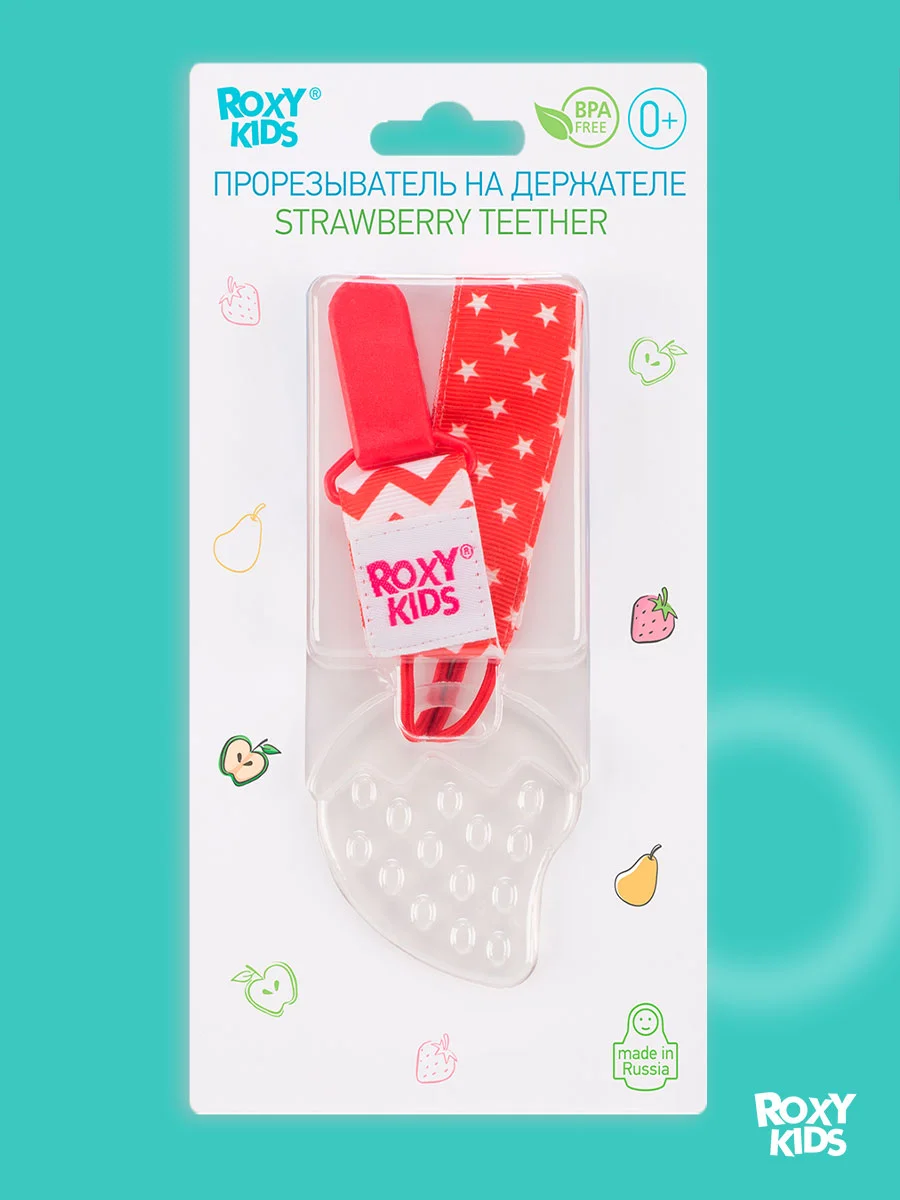 Прорезыватель, на держателе, ROXY-KIDS, красный